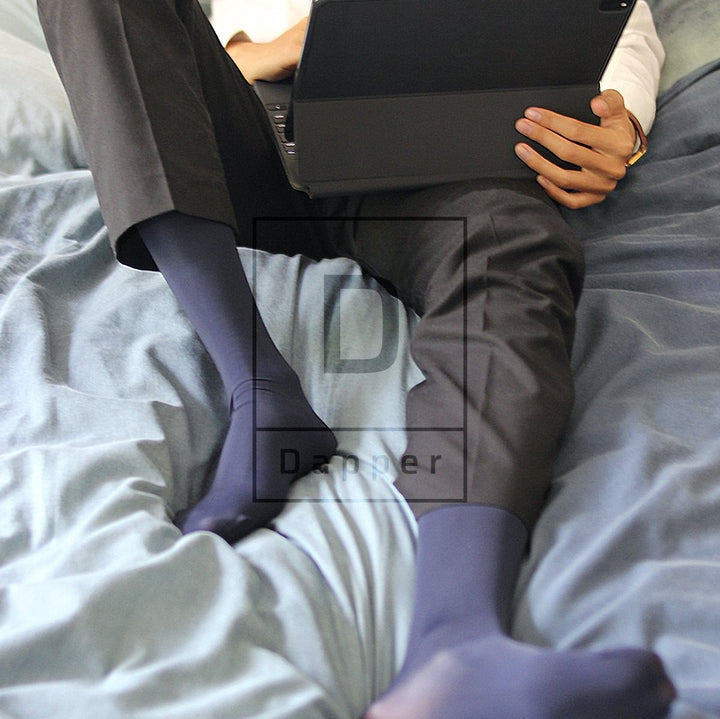 Glossy Lightweight Nylon Dress Socks for Men