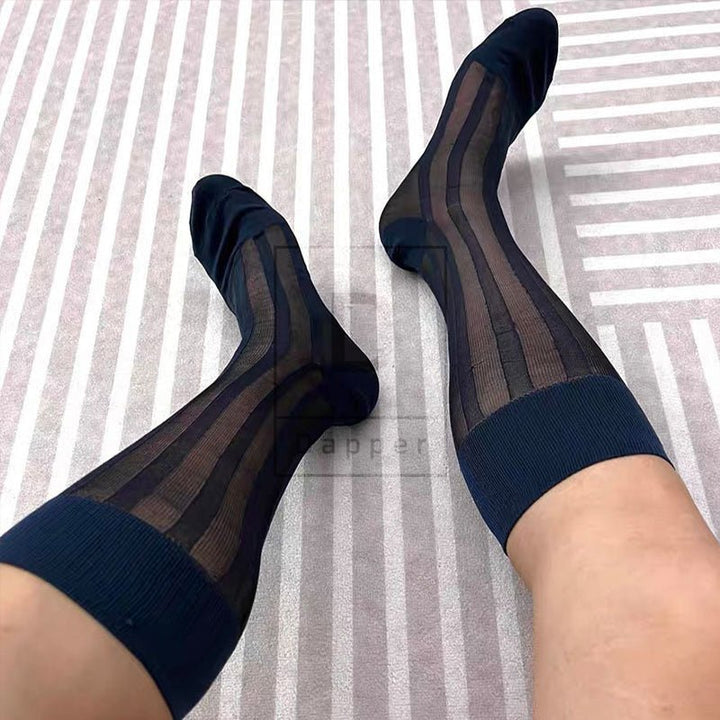 Bold Stripe Nylon Dress Socks - Dapper Socks