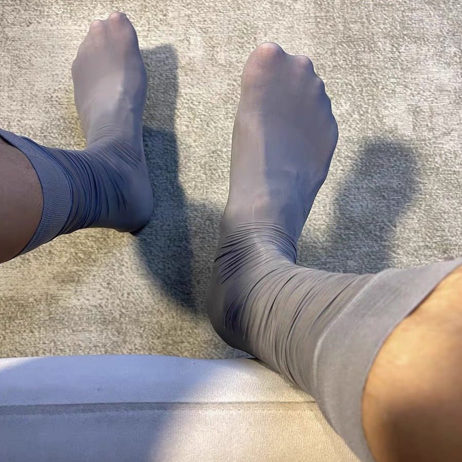 Glossy Lightweight Nylon Dress Socks for Men