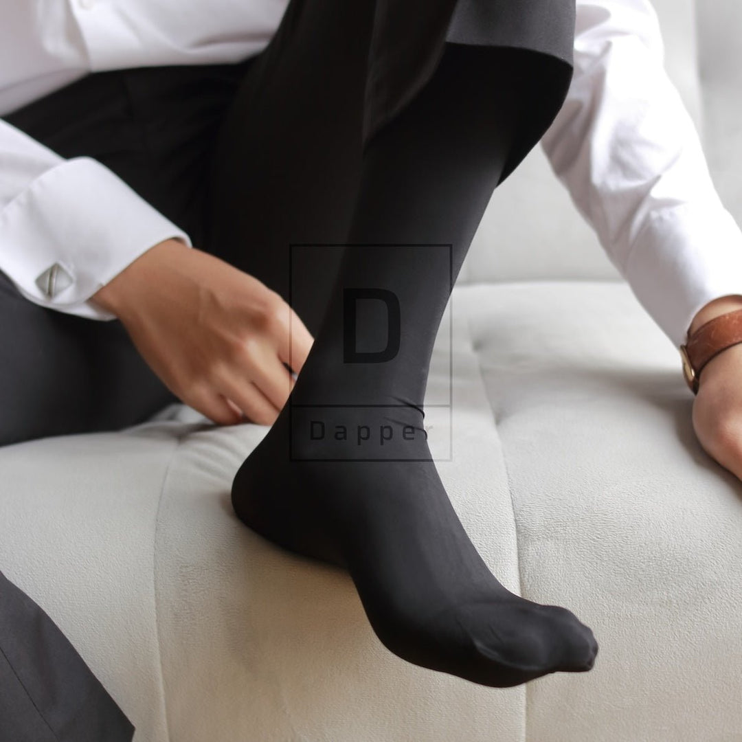 Glossy Lightweight Nylon Dress Socks for Men