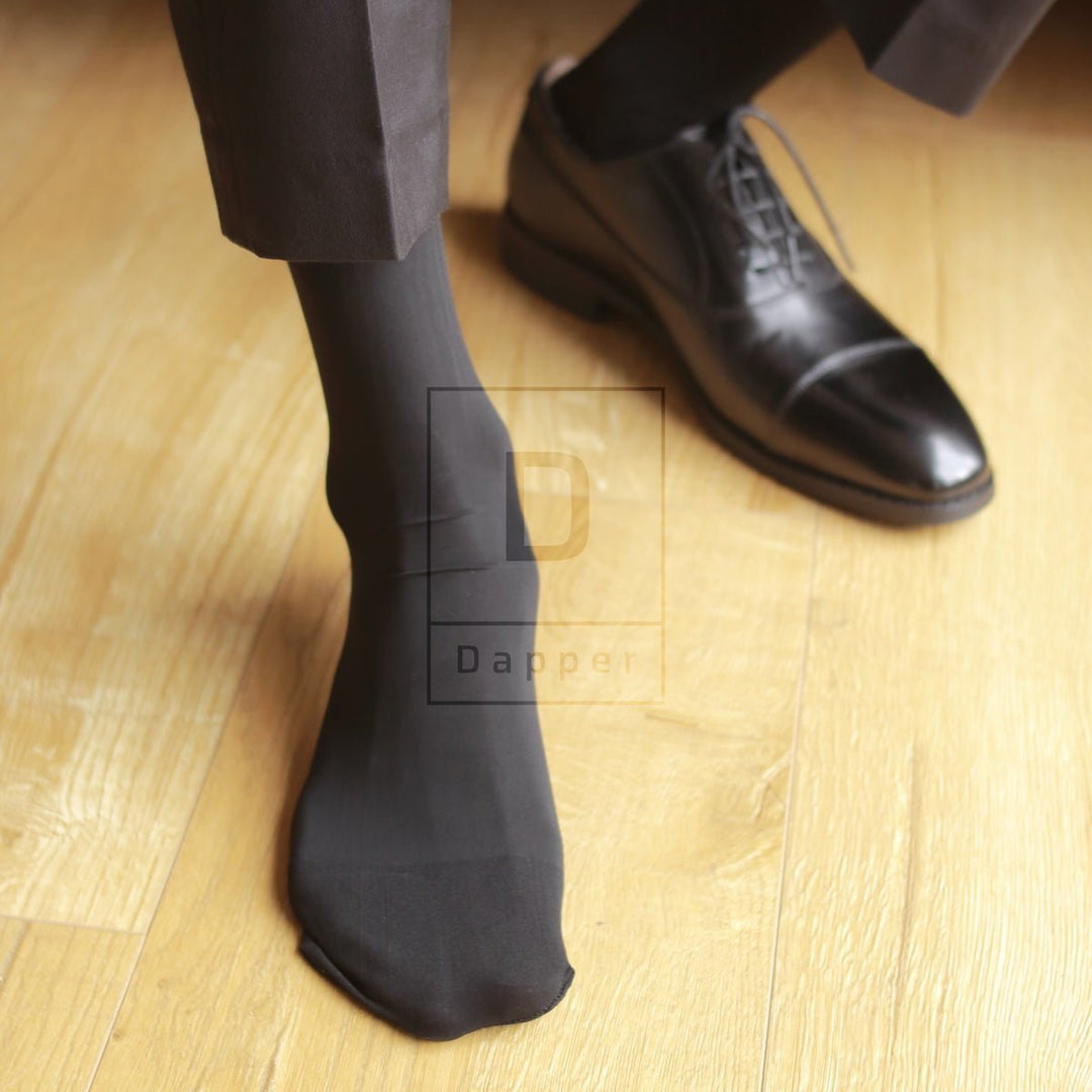 Glossy Lightweight Nylon Dress Socks for Men