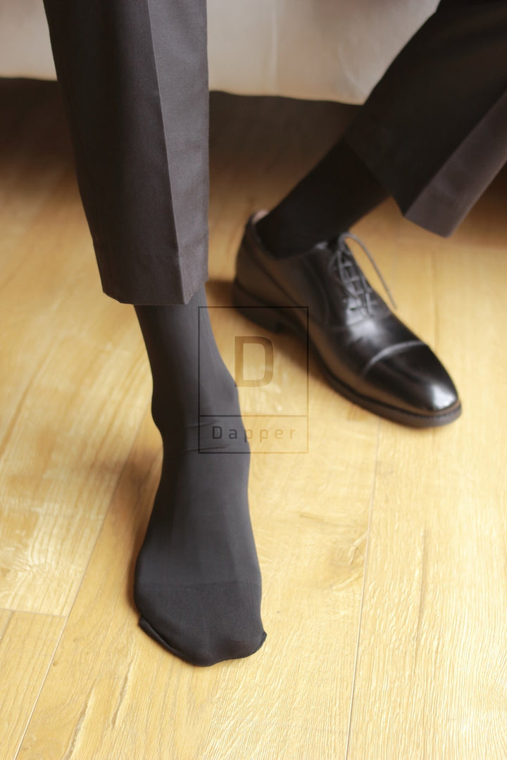 Glossy Lightweight Nylon Dress Socks for Men