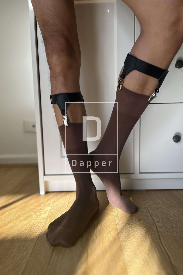 Mid-Calf Summer Nylon Silk Blend | wide-stripe (clips not included) - Dapper Socks