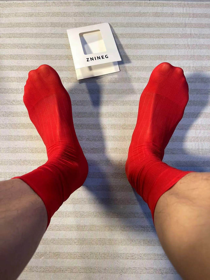 Mid-Calf Summer Nylon Silk Blend | wide-stripe (clips not included) - Dapper Socks