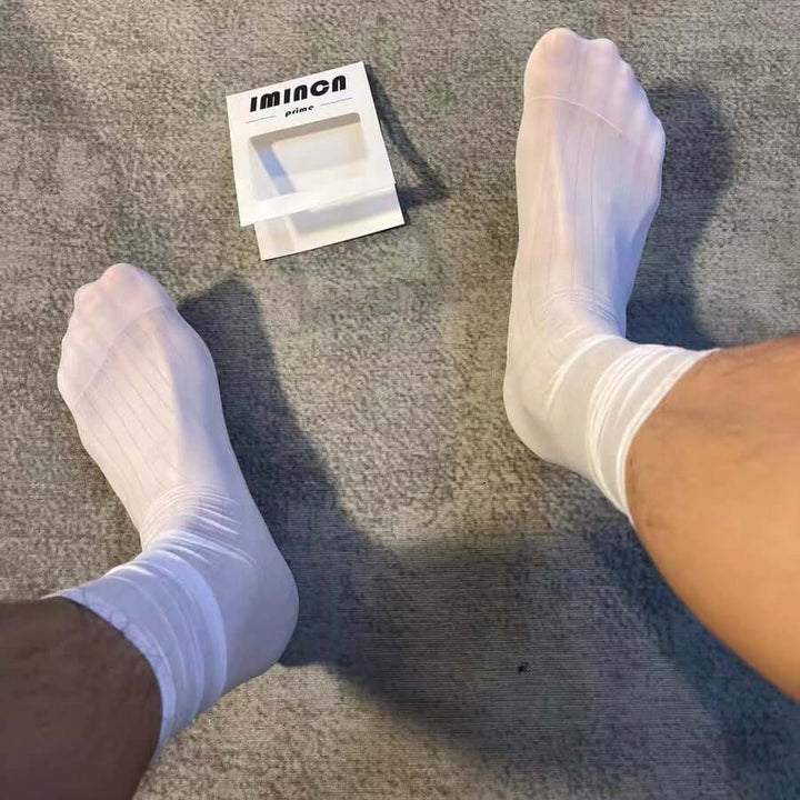 Mid-Calf Summer Nylon Silk Blend | wide-stripe (clips not included) - Dapper Socks