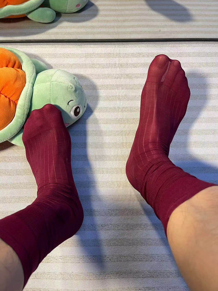 Mid-Calf Summer Nylon Silk Blend | wide-stripe (clips not included) - Dapper Socks