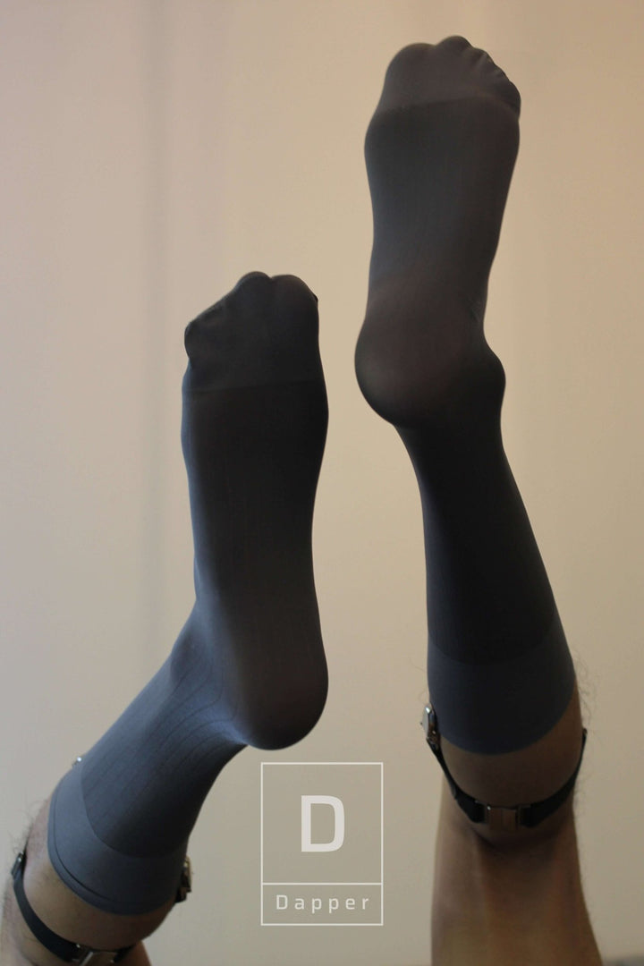 Mid-Calf Summer Nylon Silk Blend | wide-stripe (clips not included) - Dapper Socks